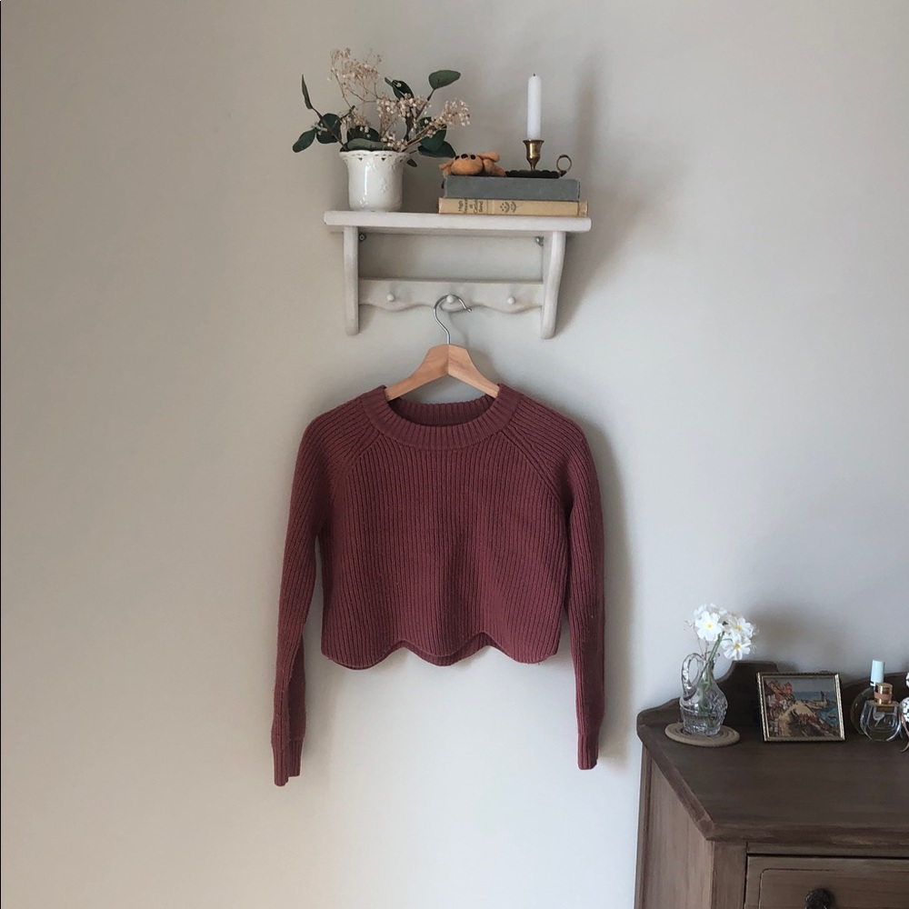 Aritzia Brick Red Crew Neck Sweater